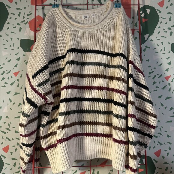 Gap Beige Striped Sweater - S - Picture 2 of 3